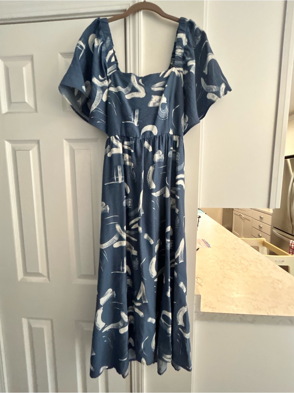 a new day Blue and White Abstract Summer Dress